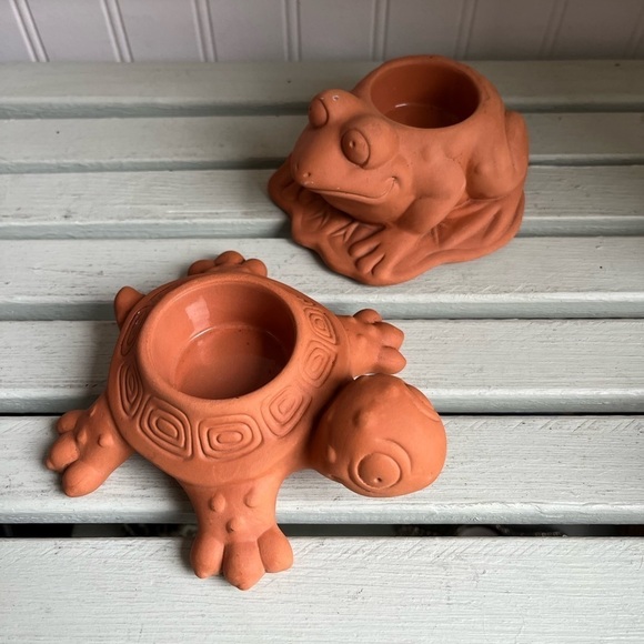 PartyLite Turtle and Frog Terracotta Tea Light Holders set of two - Picture 4 of 16